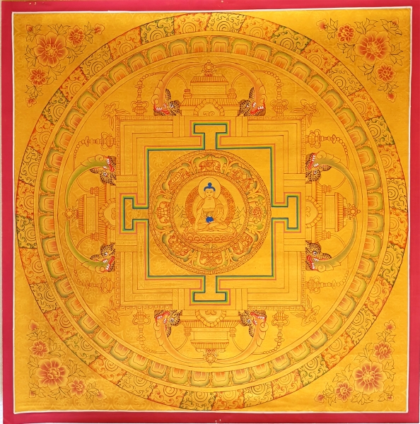 handgemaltes Buddha Mandala  Goldfarben